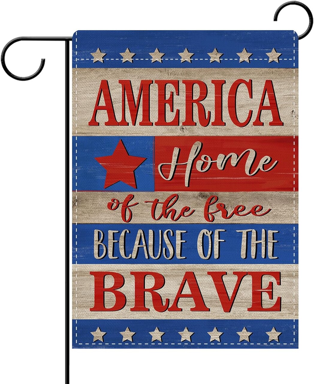 4th of July America Decorative Garden Flag, Patriotic Home of the Free Because of The Brave Yard Outside Decorations, Vintage American USA Burlap Outdoor Small Decor Double Sided 12 x 18